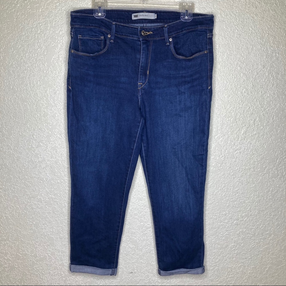 LEVIS Mid Rise Skinny Dark Wash Cuffed Size 14